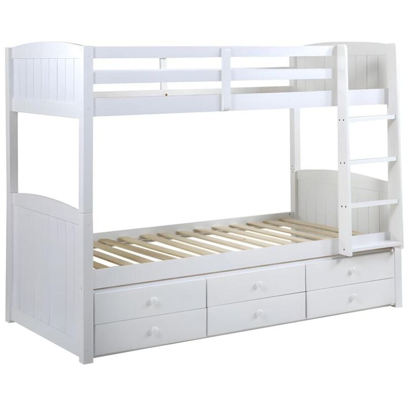 foto del prodotto vente unique letto a castello separabile con vani portaoggetti 90x190 cm laccato bianco anchise