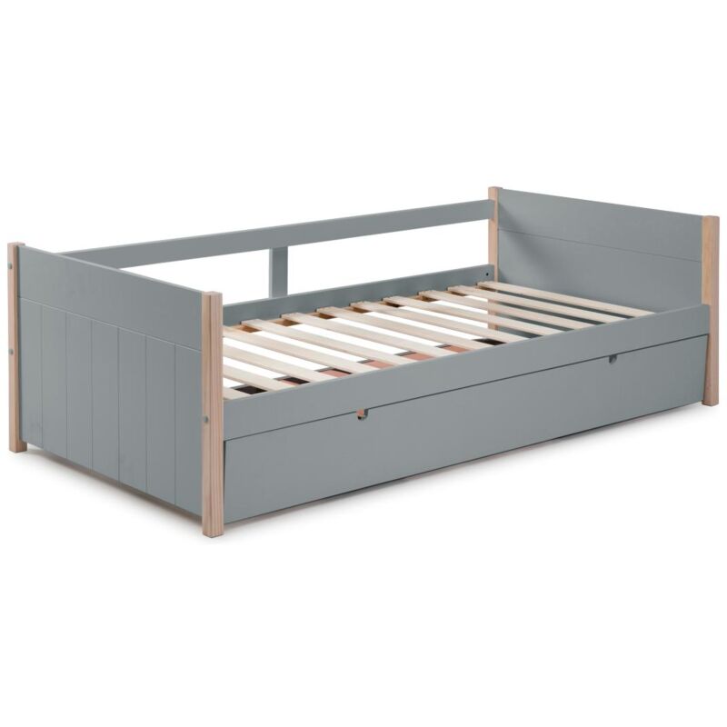 foto del prodotto vente unique letto a scomparsa 2 x 90 x 190 cm mdf, pino e metallo verde e naturale mareki