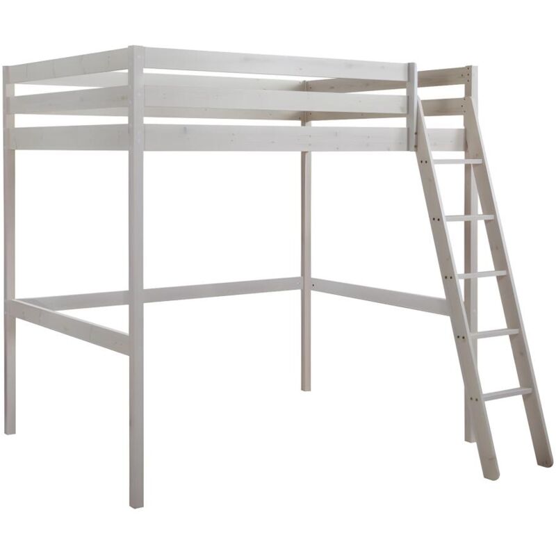 foto del prodotto vente unique letto a soppalco 140x190 cm in pino massello sbiancato gedeon