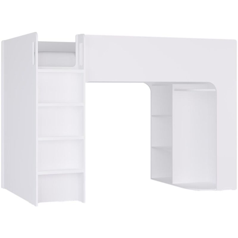 foto del prodotto vente unique letto a soppalco 90 x 190 cm con vani portaoggetti bianco columi