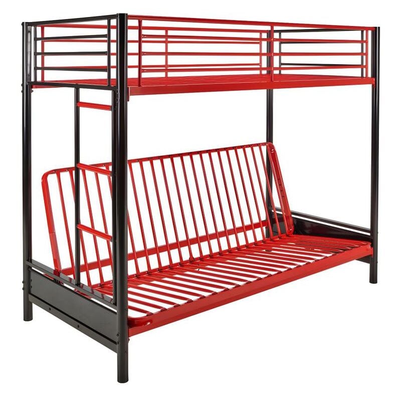 foto del prodotto vente unique letto a soppalco 90 x 190 cm nero e rosso modulo iv
