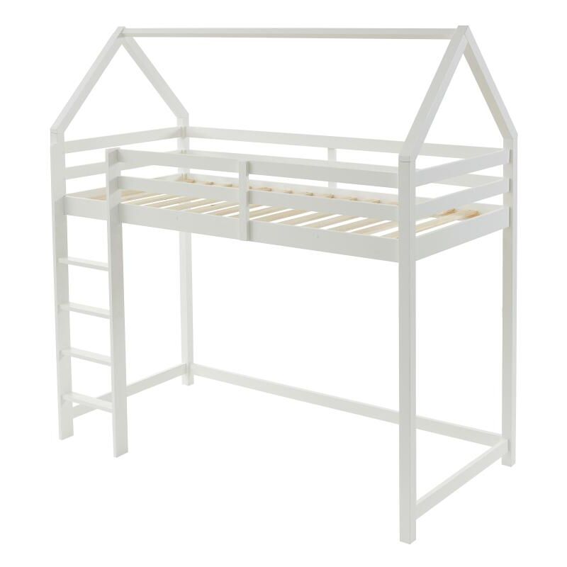 foto del prodotto vente unique letto a soppalco capanna 90 x 190 cm pino massello bianco tarzia