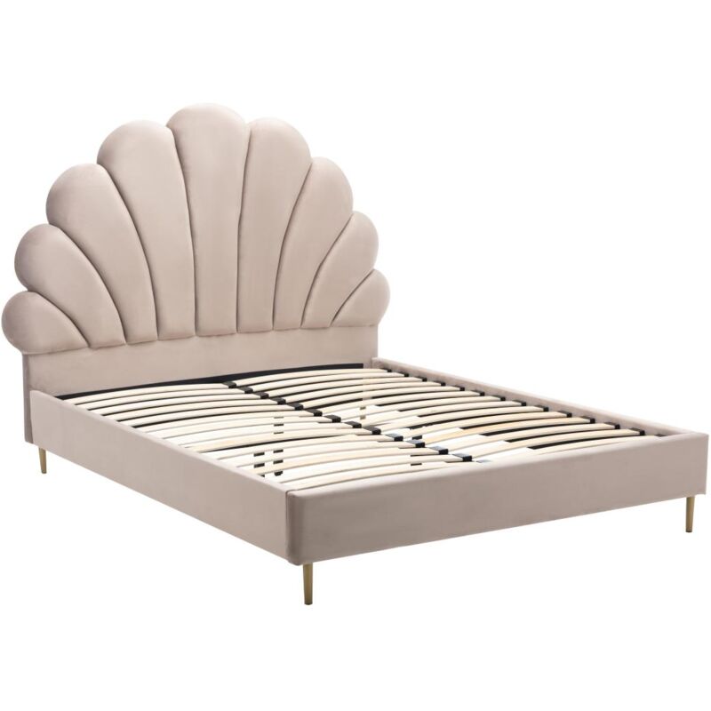 foto del prodotto vente-unique - letto conchiglia 160 x 200 cm velluto beige - livaya