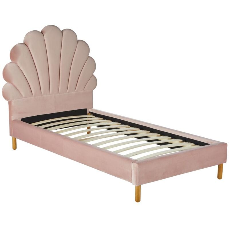 foto del prodotto vente unique letto conchiglia 90 x 190 cm velluto rosa monica