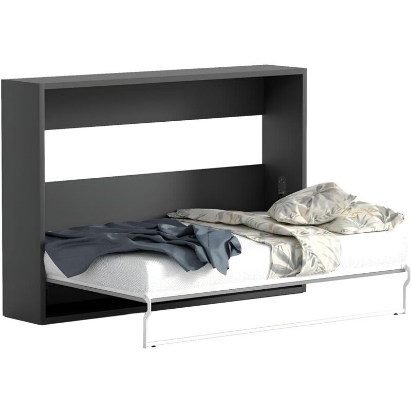 foto del prodotto vente unique letto estraibile 140 x 200 cm apertura orizzontale manuale antracite e naturale malina ii