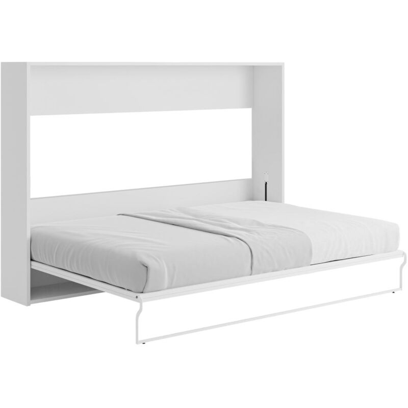 foto del prodotto vente unique letto estraibile 140 x 200 cm apertura orizzontale manuale bianco e grigio malina ii