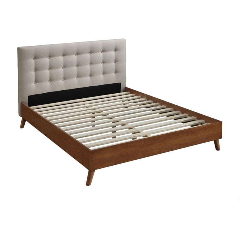 foto del prodotto vente unique letto matrimoniale 160 x 200 cm in tessuto beige francesco