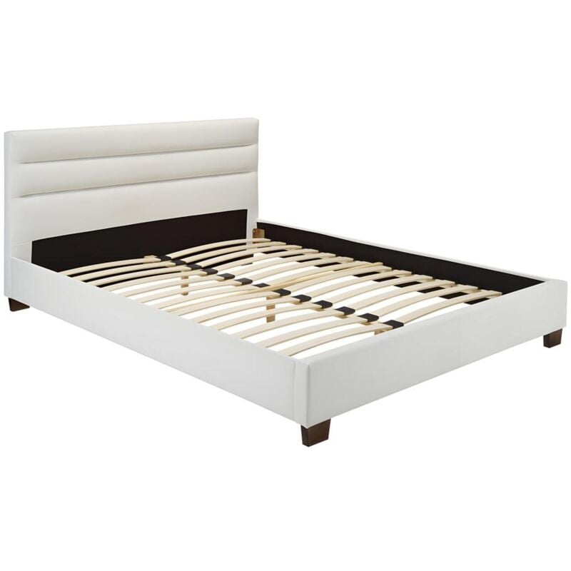 foto del prodotto vente unique letto matrimoniale alla francese 140 x 190 cm in similpelle bianco faustin