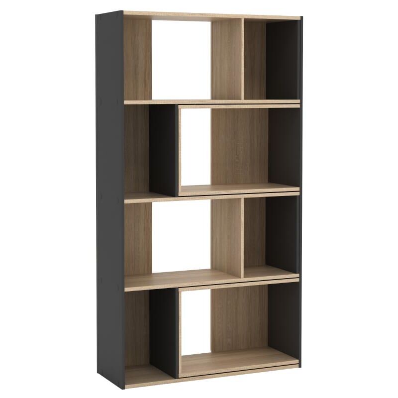 foto del prodotto vente unique libreria angolare modulare da 8 a 12 nicchie naturale e antracite darlena