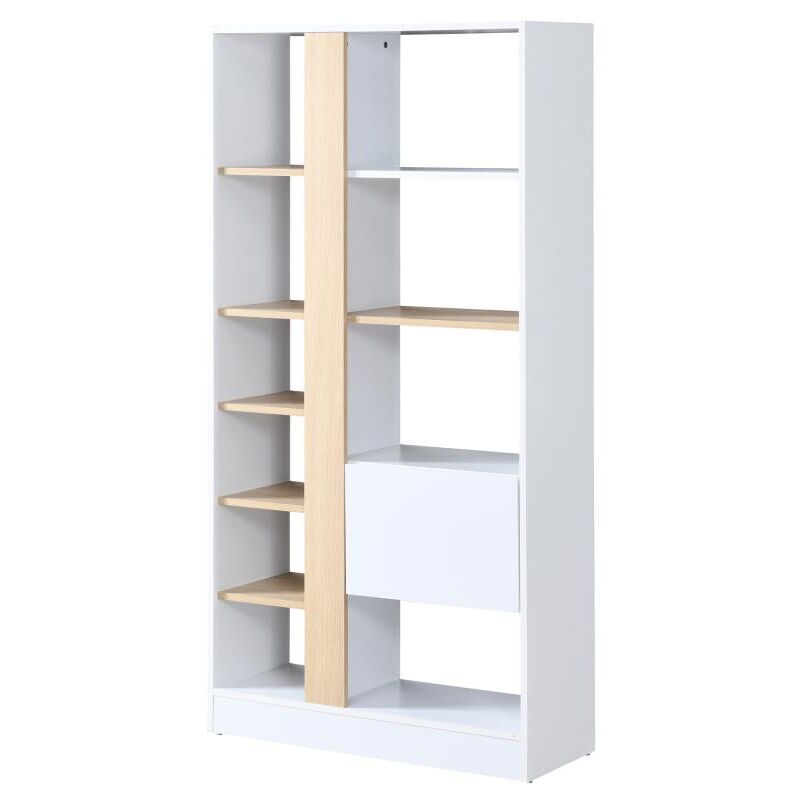 foto del prodotto vente unique libreria con 1 anta e 7 scaffali naturale e bianco calenia