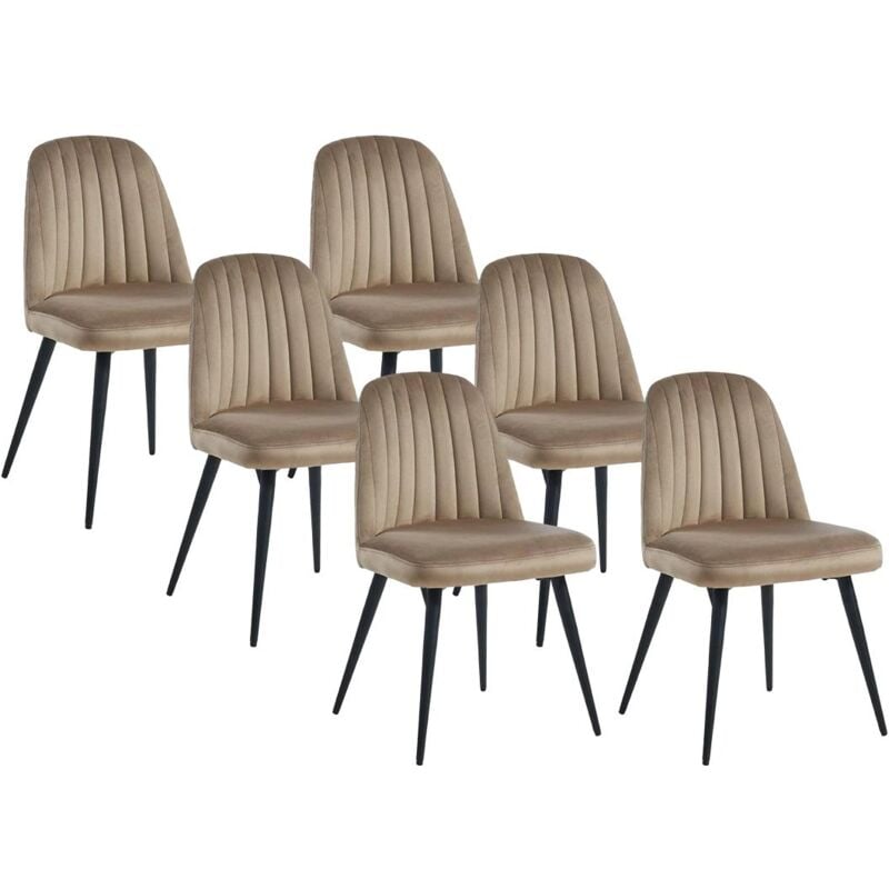 foto del prodotto vente unique lotto di 6 sedie velluto e metallo nero beige eleana