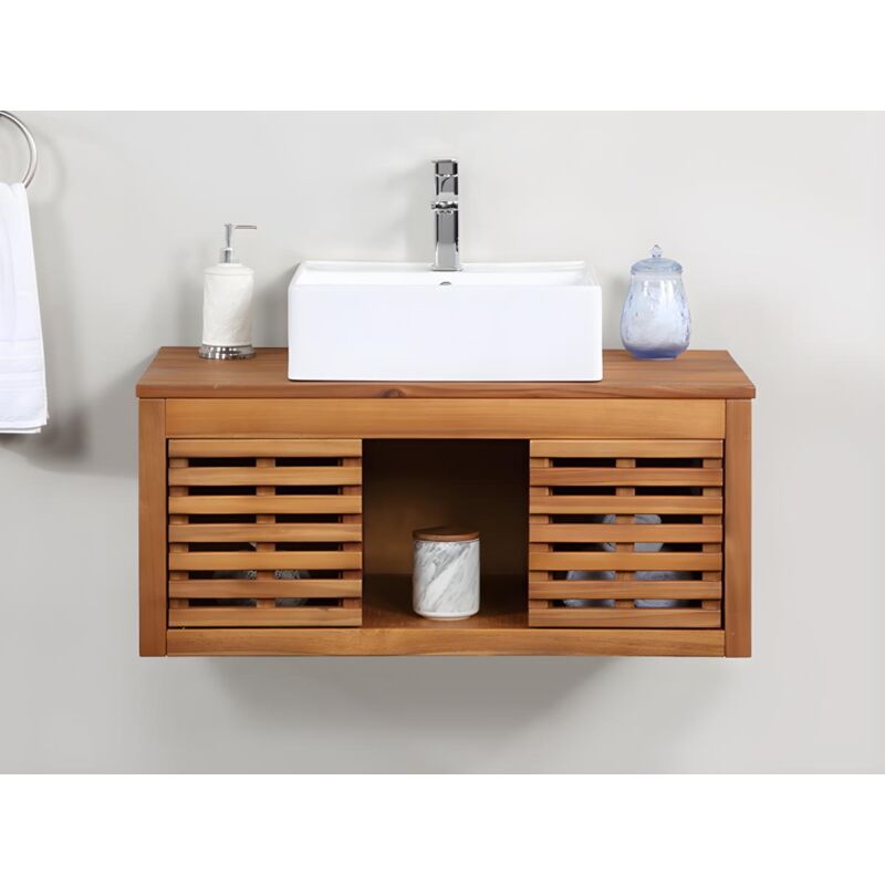 foto del prodotto vente unique mobile bagno sospeso con lavabo semplice 90 cm antracite penebel
