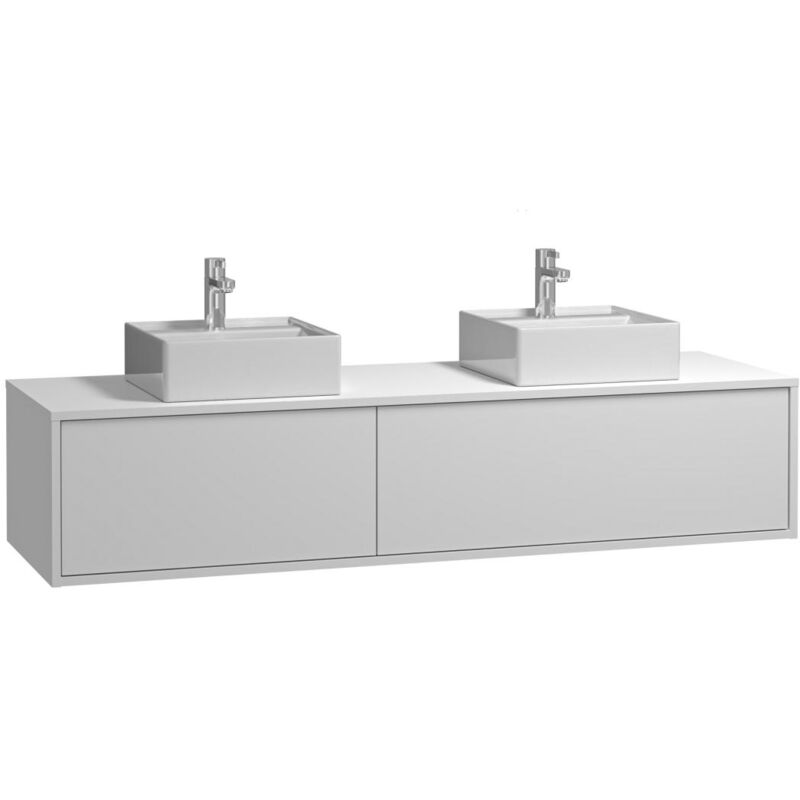 foto del prodotto vente unique mobile per bagno sospeso bianco con lavabo doppio l150 cm isaure ii