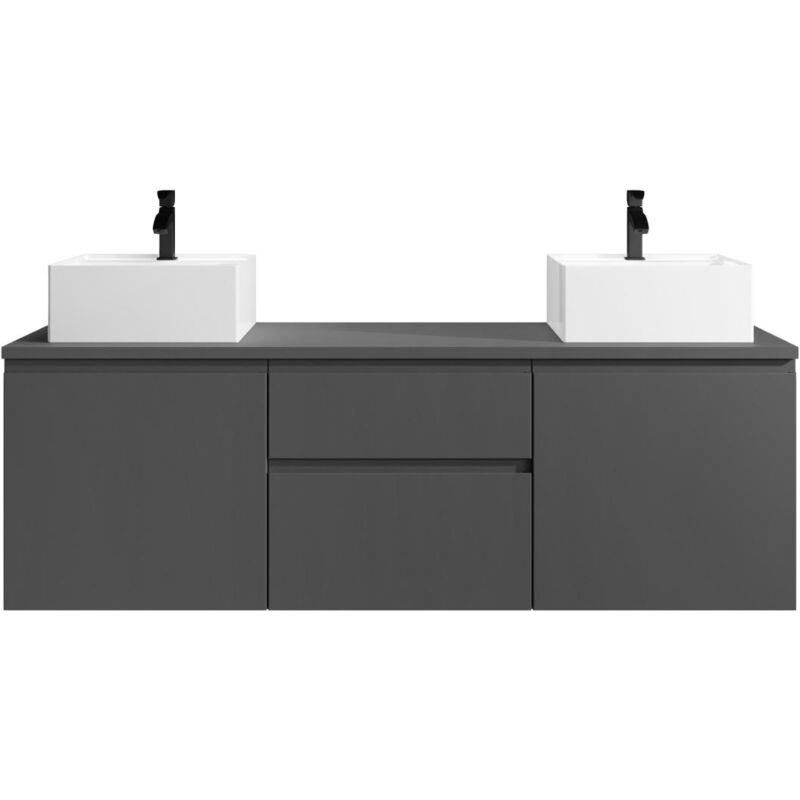 foto del prodotto vente unique mobile per bagno sospeso con doppio lavabo 150 cm grigio jimena ii