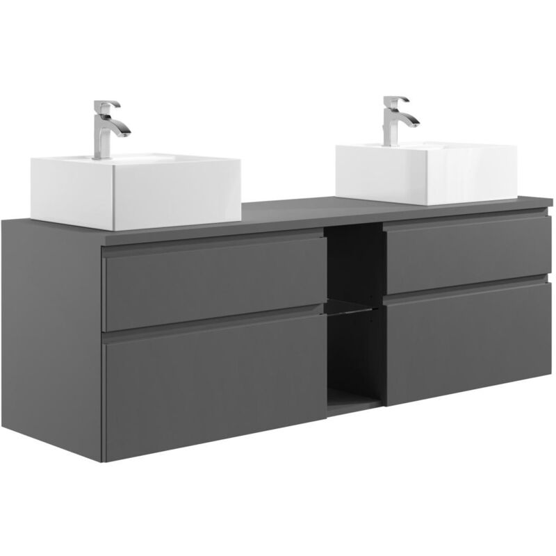 foto del prodotto vente unique mobile per bagno sospeso con doppio lavabo 150 cm grigio magdalena ii