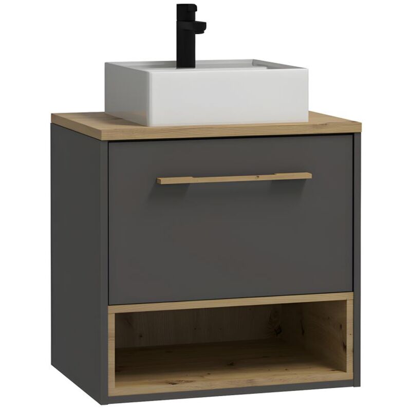 foto del prodotto vente unique mobile per bagno sospeso con lavabo da appoggio 60 cm antracite yangra