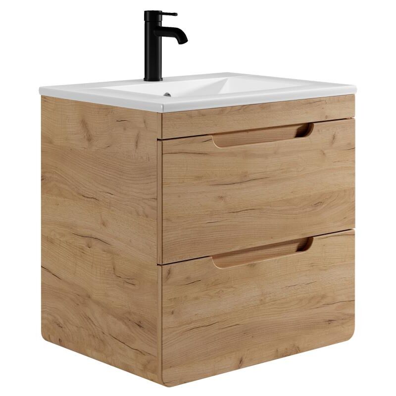foto del prodotto vente unique mobile per bagno sospeso con lavabo da incasso 60 cm naturale aruba