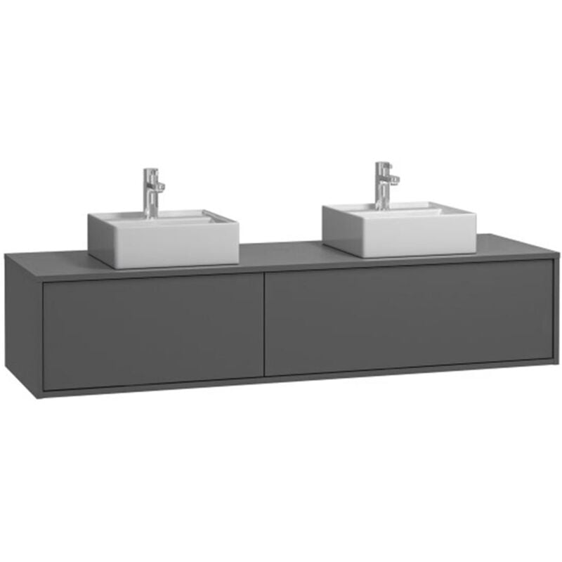 foto del prodotto vente unique mobile per bagno sospeso con lavabo doppio l150 cm antracite isaure ii