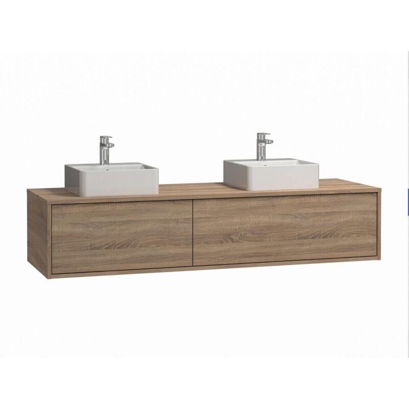 foto del prodotto vente unique mobile per bagno sospeso con lavabo doppio l150 cm naturale chiaro isaure ii