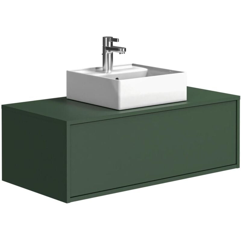 foto del prodotto vente unique mobile per bagno sospeso con lavabo singolo 94 cm verde opaco teana ii