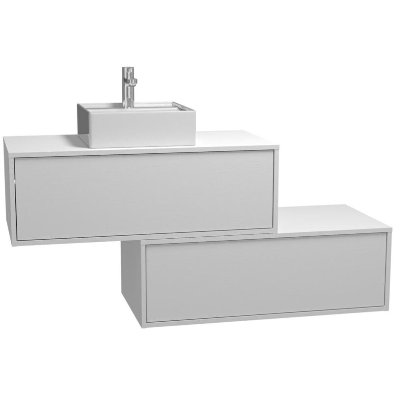 foto del prodotto vente unique mobile per bagno sospeso con lavabo singolo e due cassetti 94 cm bianco teana ii