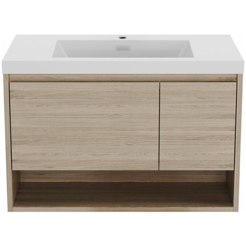 foto del prodotto vente unique mobile per bagno sospeso lavabo singolo 90 cm naturale chiaro pujuka