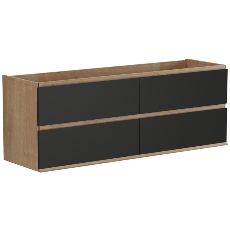 foto del prodotto vente unique mobile sotto lavabo sospeso 150 cm naturale chiaro e nero saburi