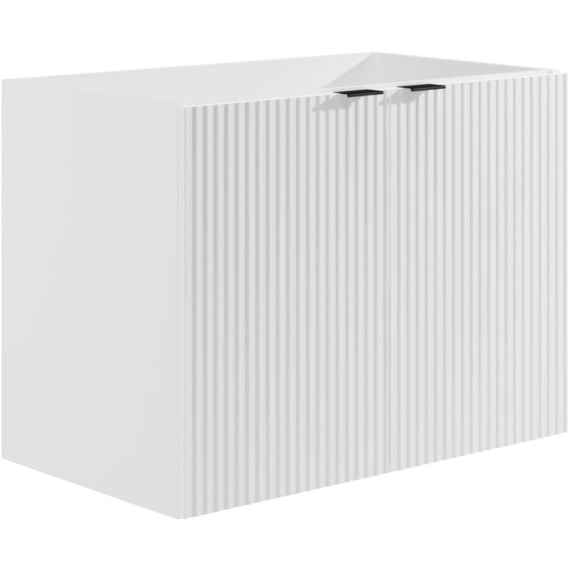 foto del prodotto vente unique mobile sotto lavabo sospeso a righe 80 cm bianco parmiza