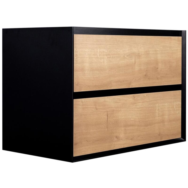 foto del prodotto vente unique mobile sotto lavabo sospeso naturale e nero 80 cm lannick