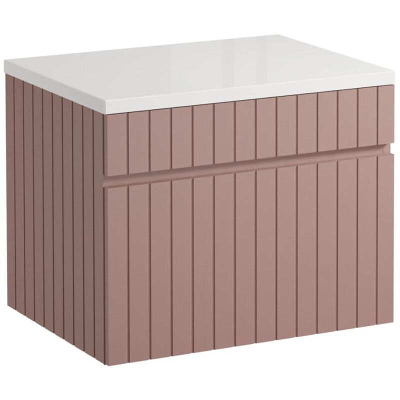 foto del prodotto vente unique mobile sotto lavabo sospeso scanalato con piano di appoggio 60 cm rosa satara
