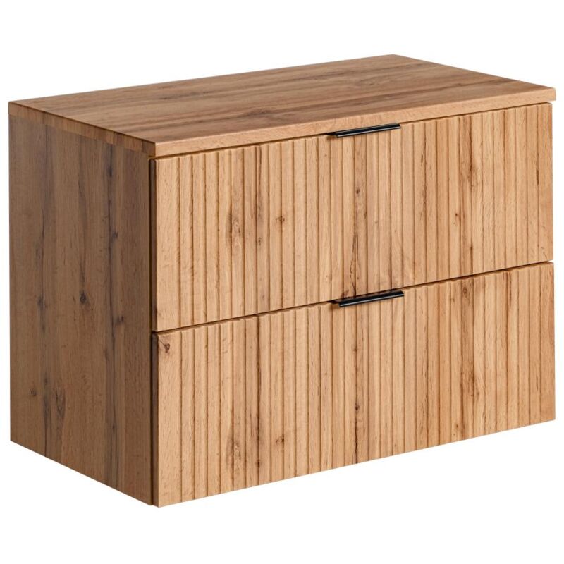 foto del prodotto vente unique mobile sotto lavabo sospeso scanalato con piano di appoggio l80 cm naturale chiaro zevara