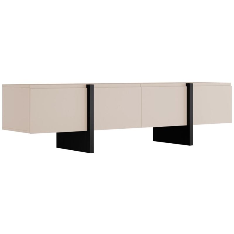 foto del prodotto vente unique mobile tv con 4 ante in mdf beige e nero luvonia