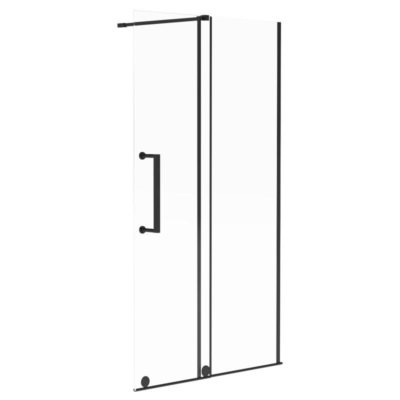foto del prodotto vente unique parete per doccia walk in con porta scorrevole in metallo stile industriale nero opaco 140 x 200 cm yorem
