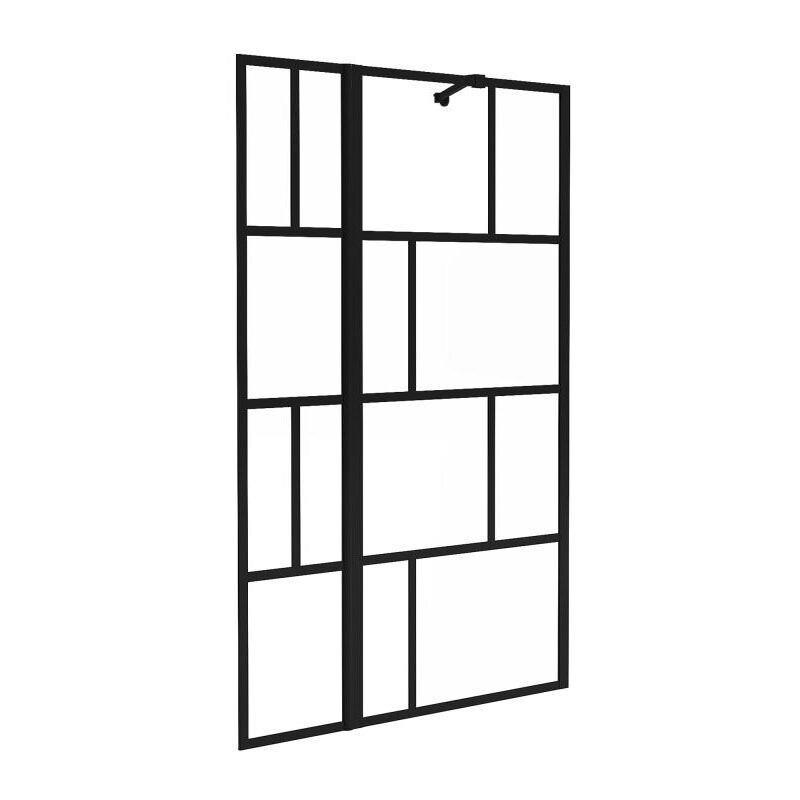 foto del prodotto vente unique parete per vasca da bagno con apertura girevole 100 x 140 cm nero opaco stile industriale obelini