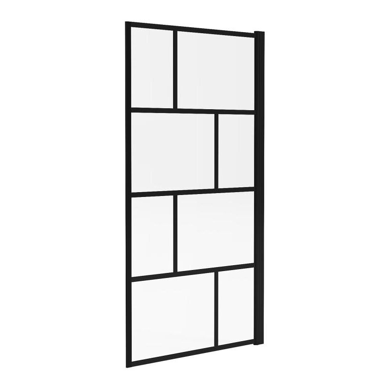 foto del prodotto vente unique parete per vasca da bagno girevole 80 x 140 cm vetro nero opaco stile industriale rivanon