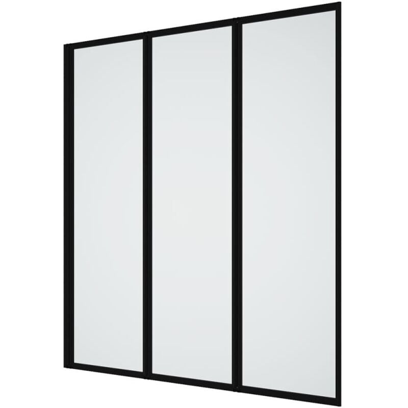 foto del prodotto vente unique parete per vasca da bagno pieghevole 120 x 140 cm in metallo nero opaco stile atelier district