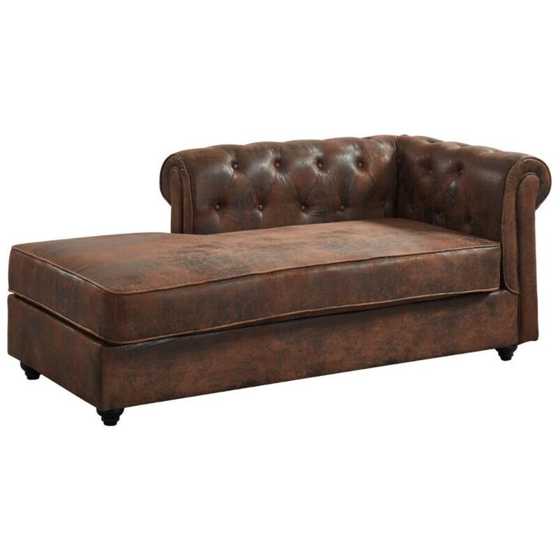 foto del prodotto vente unique penisola sinistra chesterfield in microfibra aspetto pelle invecchiata shirel
