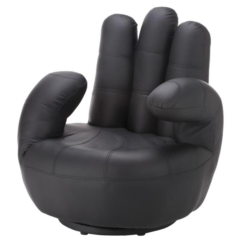 foto del prodotto vente unique poltrona a forma di mano girevole in similpelle nero catchy