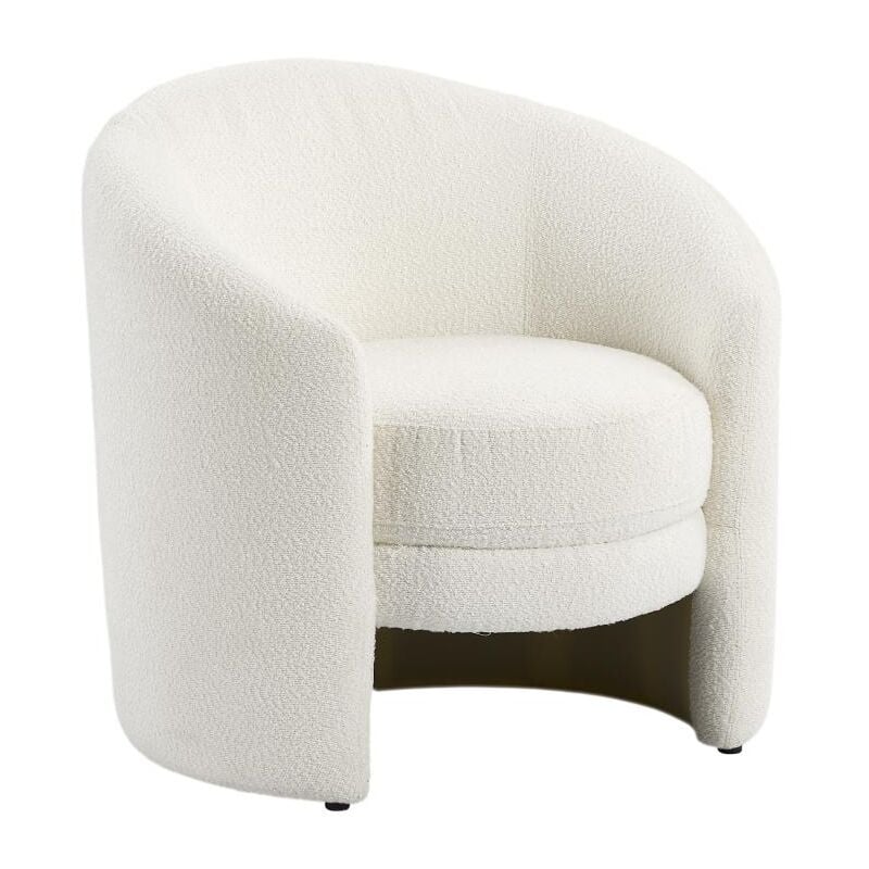 foto del prodotto vente unique poltrona arrotondata in tessuto bouclette bianco ruoto