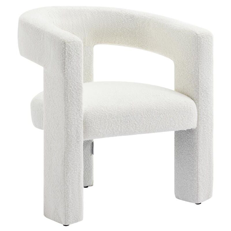 foto del prodotto vente unique poltrona in tessuto bouclette bianco favina
