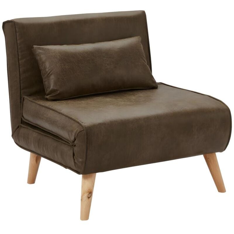 foto del prodotto vente unique poltrona letto in microfibra invecchiata marrone posio