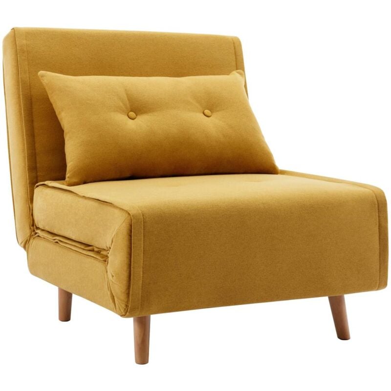 foto del prodotto vente unique poltrona letto in tessuto giallo senape uribia