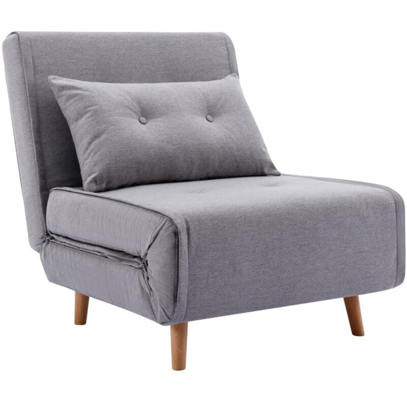 foto del prodotto vente unique poltrona letto in tessuto grigio uribia