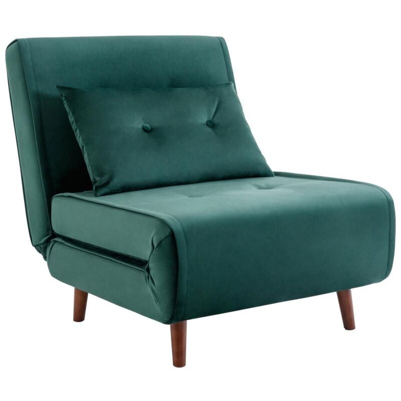 foto del prodotto vente unique poltrona letto in velluto verde abete uribia