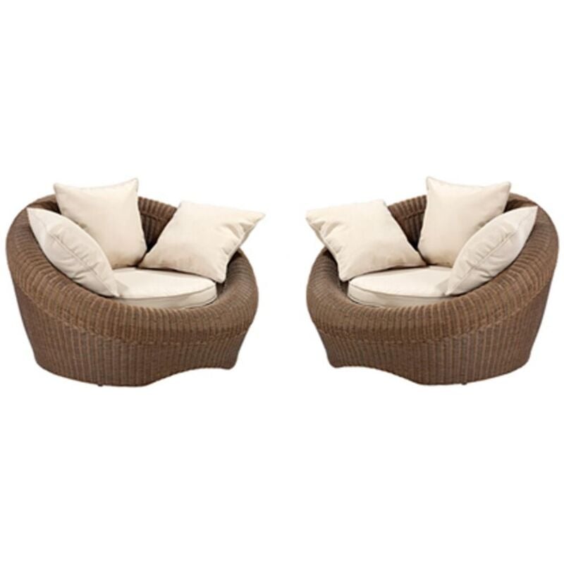 foto del prodotto vente unique poltrone giardino con cuscini crema lotto di 2 whiteheaven