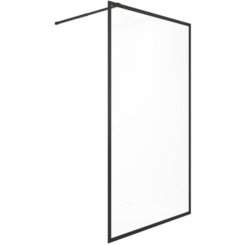 foto del prodotto vente unique porta per doccia walk in 120 x 200 cm vetro temperato nero opaco amberi