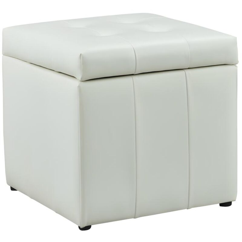 foto del prodotto vente unique pouf portaoggetti serafino in similpelle bianco