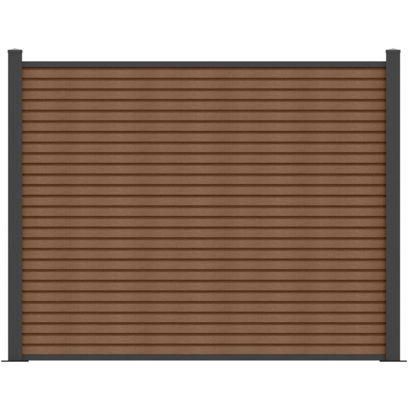 foto del prodotto vente unique recinzione da appoggio effetto legno h148 cm set di 9 lamine composito coestruso 2 pali antracite palizo