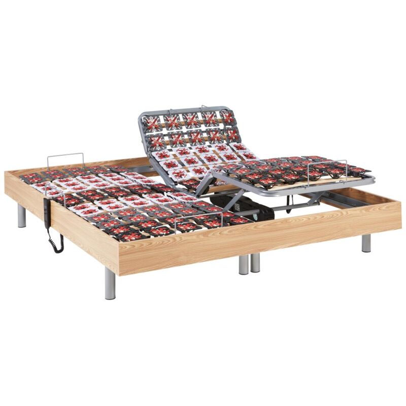 foto del prodotto vente unique rete relax 2x65 sospensioni in legno decorative quercia naturale di dreamea 2 x 80 x 200 cm motori okin