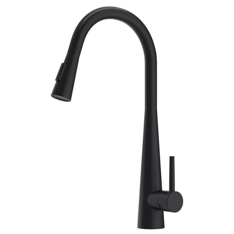 foto del prodotto vente unique rubinetto per cucina con doccetta estraibile in acciaio inossidabile nero opaco rona